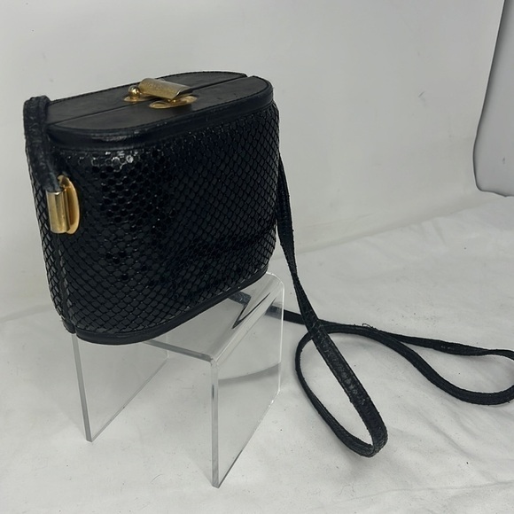 Handbags - Aluminum Black Mesh Structured Crossbody Bag